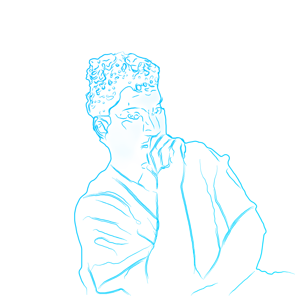 Portrait of Aqib Manzoor Mir, drawn in line